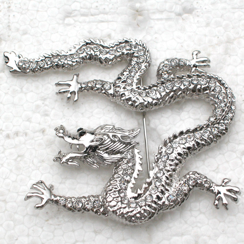 

12pcs/lot Wholesale Crystal Rhinestone Dragon Brooches Fashion Costume Brooch Pin jewelry gift C343