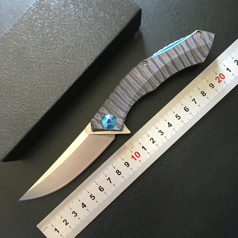 Shirogorov poluchetkiy anodized titanium alloys D2 outdoor camping hunting survival tactics bearing tools edc folding knife-image-393923827