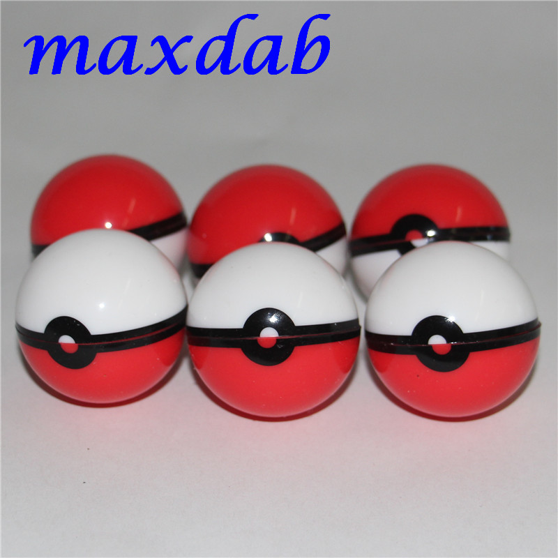 

2017 New Arrival Pokeball Silicone Case Food Grade Wax Container Jars Gel Ball Shaped Storage Box Herbal Vaporizer Glass Bong Accessories