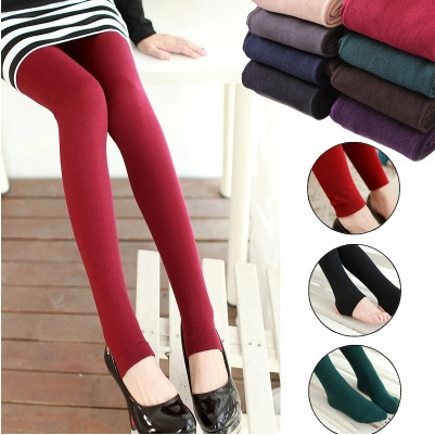 

10pcs Cheap Women Fleece Black Fashion Leggings Thicken Winter Elastic Soild Slim Leggings Casual Wholesale ankle-length Legging Knitted, Mix color