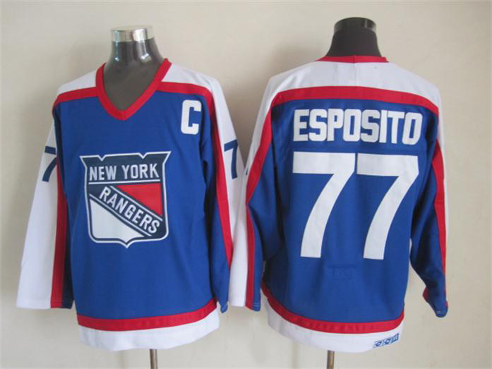 

Vintage Mens 1980 New York Rangers Phil Esposito Hockey Jerseys Cheap 77 Phil Esposito Navy Blue Stitched Shirts C Patch