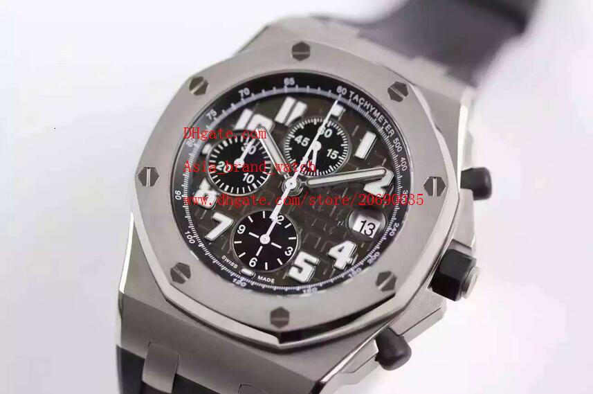 Factory Fournisseur de luxe Montre 42mm Chronographe à quartz cadran noir Montres Hommes Montre homme montres-bracelets