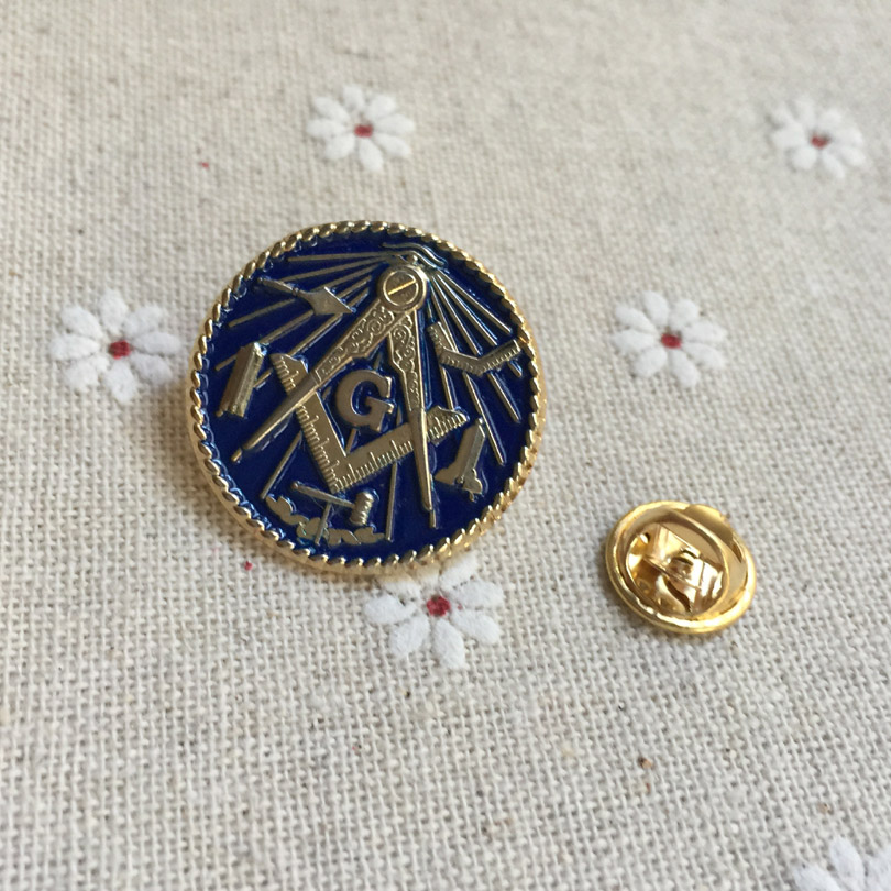 

50pcs working tool freemasonry masonic lapel pin badges metal crafts masonry brooch and pins round shape, Gray