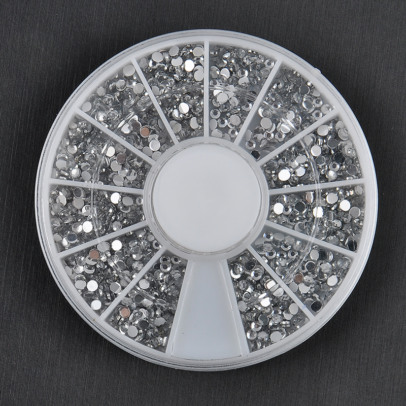 

Wholesale-1700 PCS 1.5mm 3D Diy Nail Rhinestones Glitter Diamond Gems Nail Tips Nail Art Beauty Decoration Wheel NA997