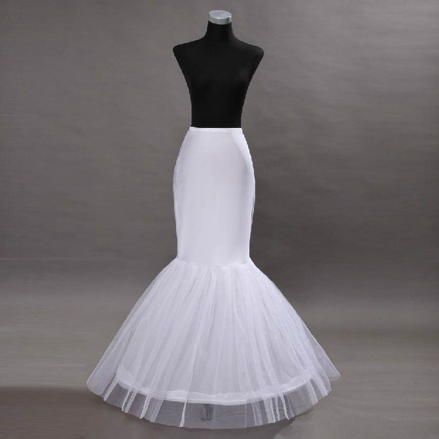 

White Mermaid Wedding Dresses Petticoat Bridal Mermaid Crinoline Petticoat Trumpet Underskirt Evening Prom Bustles Free Size