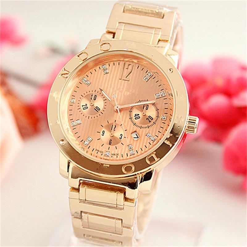 

Fashion Rhinestones inlay scale dial Quartz Watches With calendar function Men Women stainless steel Watches wholesale Free Shipping