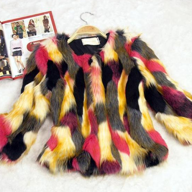 

Winter Warm Fur Coat Outerwear Soft Comfortable Faux Fur Shawl Women Casual Fashion Short Cardigan Jacket Colorful Faux Fur, Yellow