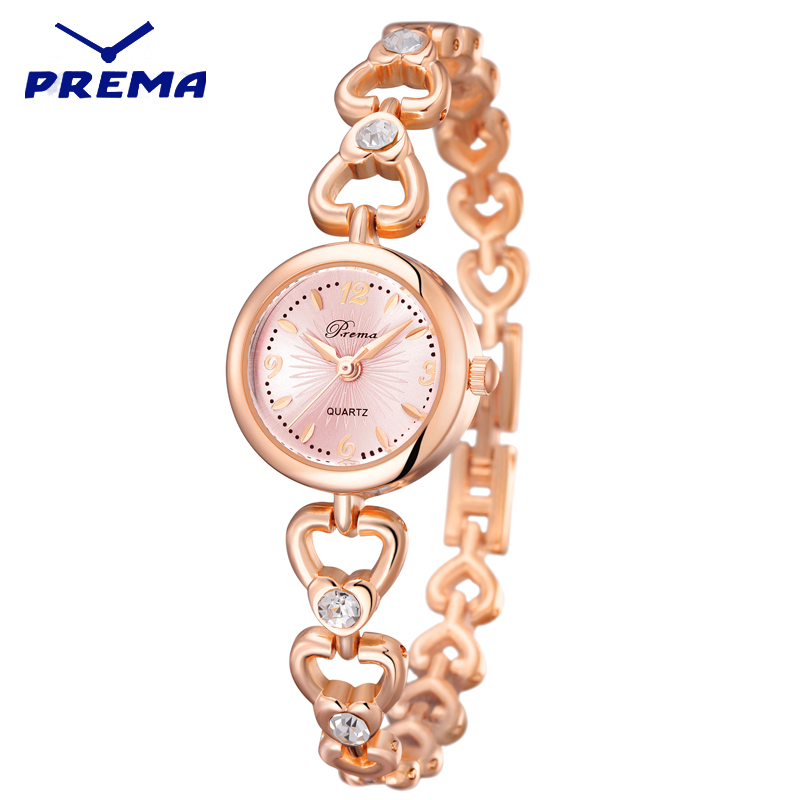 

PREMA Brand Ladies fashion women watches 3atm waterproof Student Quartz Watch Women Wristwatches relogio masculino Gift, Gold white