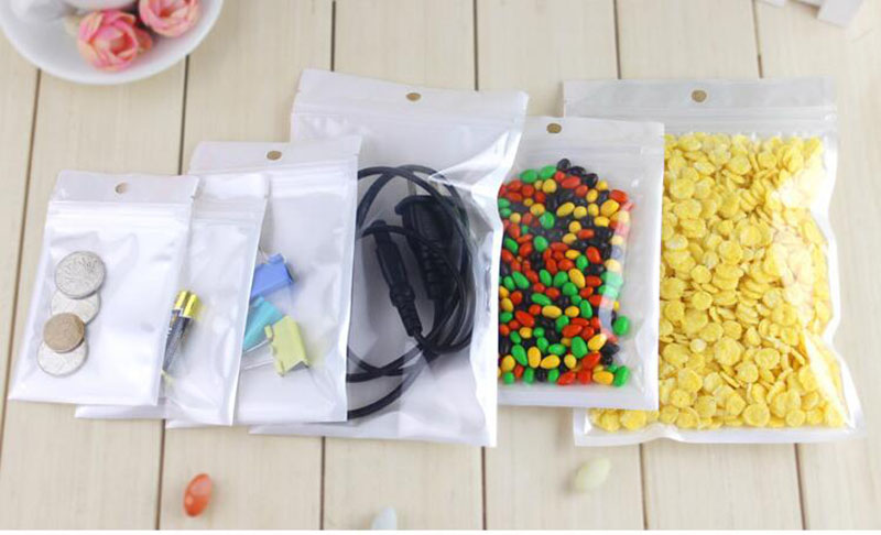

Best Quality Clear + white pearl Plastic Poly OPP packing zipper Retail Packages Jewelry food PVC plastic bag many size available