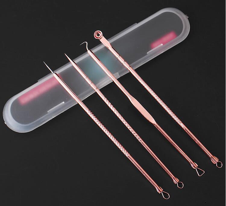 Luxury 2026 New Hot 4Pcs Rose Gold Pimple Blackhead Treatment Needle Black Mask Acne Extractor Remover Skin Cleaning Care Tools Free Shipping X26091