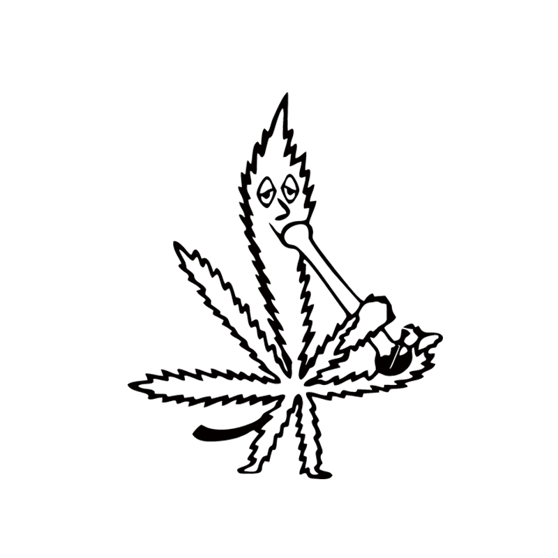 

Hot Sale Car Stying Leaf Smoking A Water Bong Vinyl Decal Car Window Sticker Personality Style Jdm, Color
