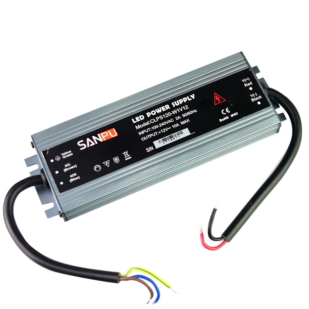 

SANPU Ultra Thin Power Supply Waterproof IP67 12V 24V 60W 100W 120W AC-DC Lighting Transformer LED Driver Aluminum for LEDs Strips Lights