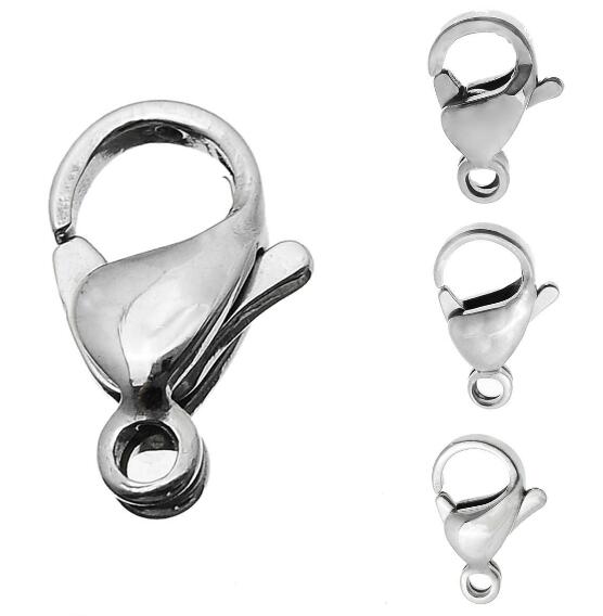 

Factory direct sale 100pcs /Lot 9mm 10mm 11mm 12mm 13mm 15mm Stainless steel lobster clasps & Hooks jewelry finding DIY High Polished