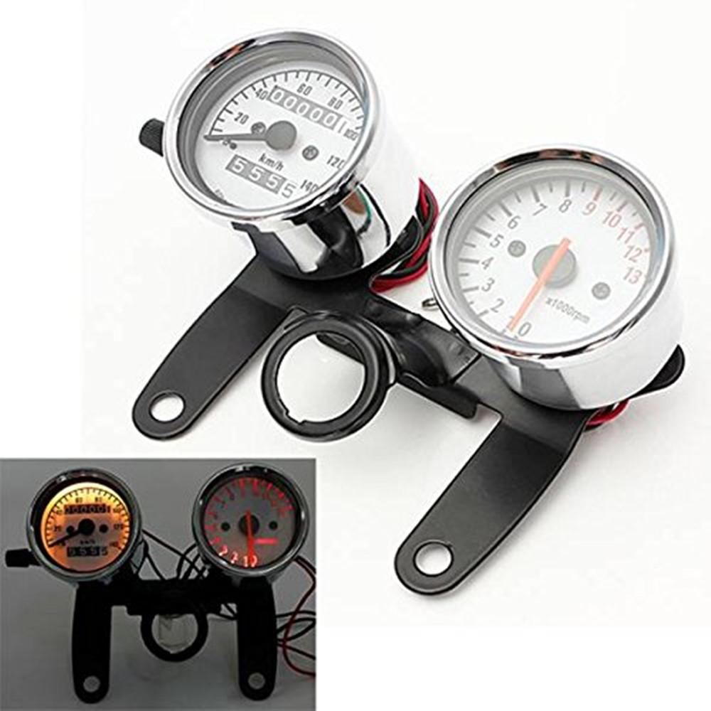 Universel 3 en 1 moto scooters tachymètre odomètre compteur de vitesse jauge avec support noir