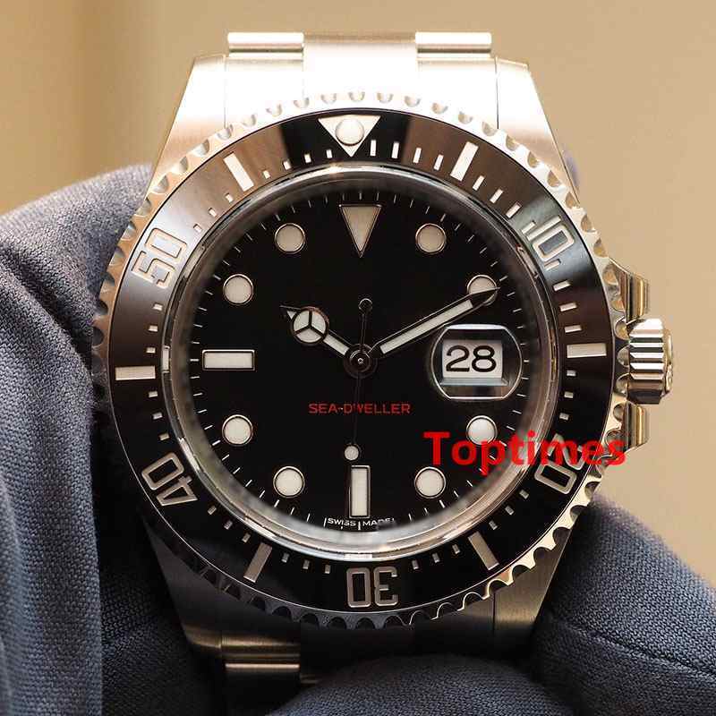 

Watch Ceramic Bezel 43mm RED SEA-DWELLER Stanless Steel Automatic Mens Luxury Sapphire Glass Wristwatches Quality Watches, Box
