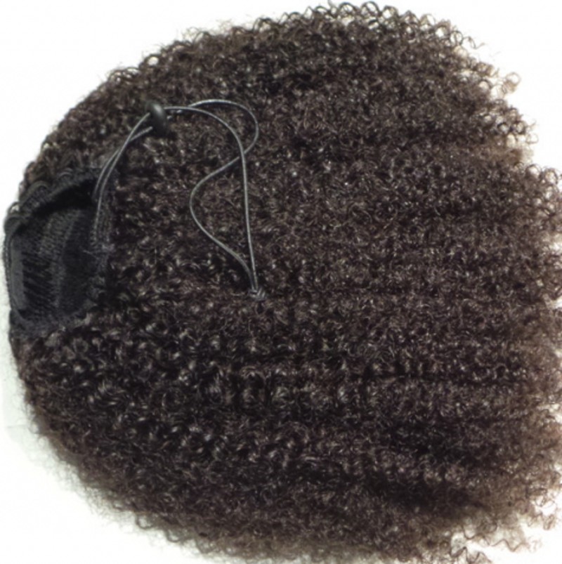 

African American Human Hair Ponytail Extensions Brazilian Virgin Hair 140g-160g Kinky Curly Drawstring Pony tail #2 color fast Shipping