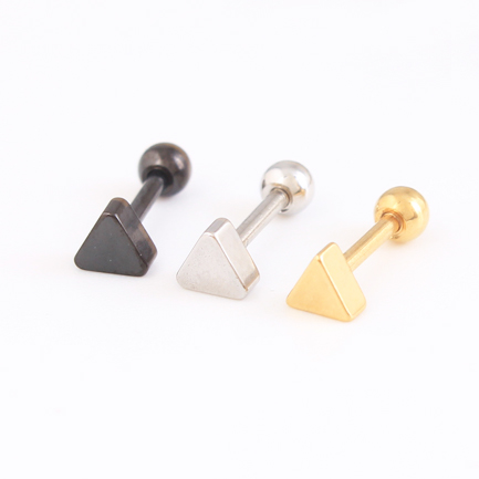 

Ear Tragus Barbell Round Titanium threaded stud earrings four Pentacle triangle 316L Stainless Steel 16G bar Steel Black Gold