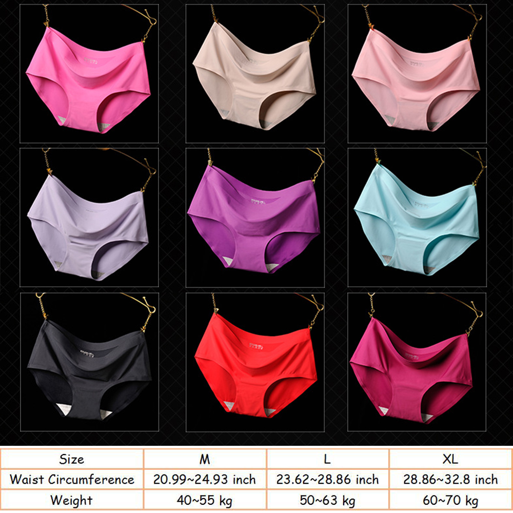 

Women Ice Silk Seamless Panties Underwear Medium Waist Breathable Ladies Underwears Knickers Briefs Temptation Women's Lingerie  L XL