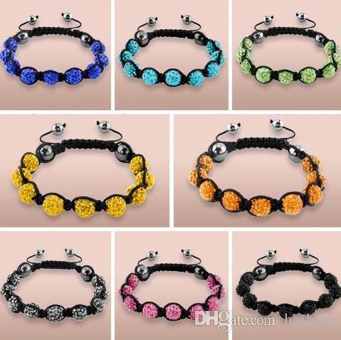 Vente en gros 10 mm noir blanc mélange mixte multi strass cristal Shamballa Bracelets bracelet de bijoux livraison gratuite pour le x82 hommes