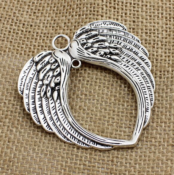 

30Pcs/lot Vintage Silver Angel Wings Charms Metal Big Pendant For Jewelry Making 65*69mm, Bronze;silver