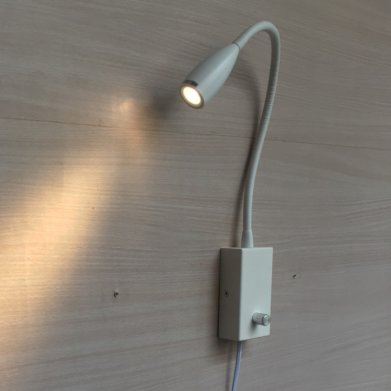 

Topoch Plug in Wall Sconce with Knob Dimmer Switch Directional Head 3W LED Focusing Lens Cords 6 Feet AC100-240V EU/UK/US Plug