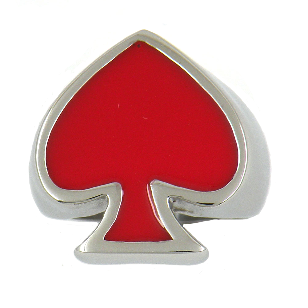 

FANSSTEEL STAINLESS STEEL JEWELRY RED ENAMEL VETS ACE OF SPADE HEART RING BIKER RING LOVE RING GIFT FOR SISTERS 12w43r