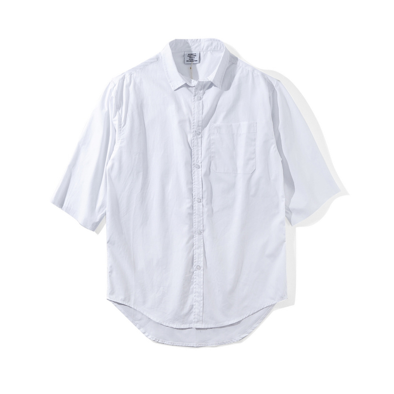 summer brand new vetements streetwear hip hop short sleeved men women oversize design loose shirts white size S-XL
