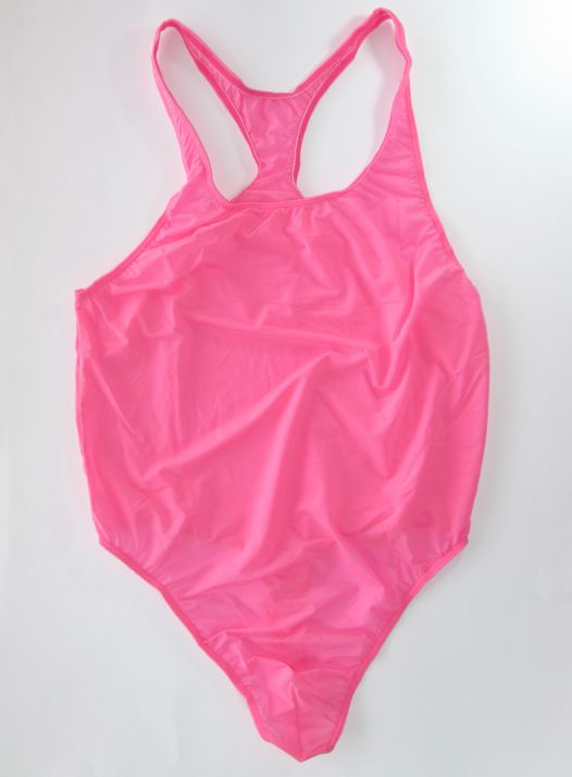 

Mens Thong Back Bodysuit Stretchy High Cut Racer Back G3282 Soft Thin Sheer Semi C-thru See Through, Ivory