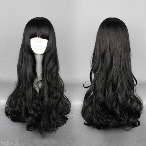 Livraison gratuite nouvelle haute qualité mode image perruque bonne qualité 80 cm de long bouclés Cosplay RWBY Blake Belladonna noir Cosplay perr