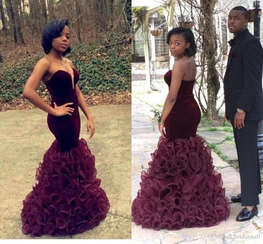 

Unique Burgundy 2017 Evening Dresses Girl Sweet 16 Dress Maroon Ruffles Organza Skirt 2016 Mermaid Formal Cocktail Party Dress Prom Gowns, Royal blue