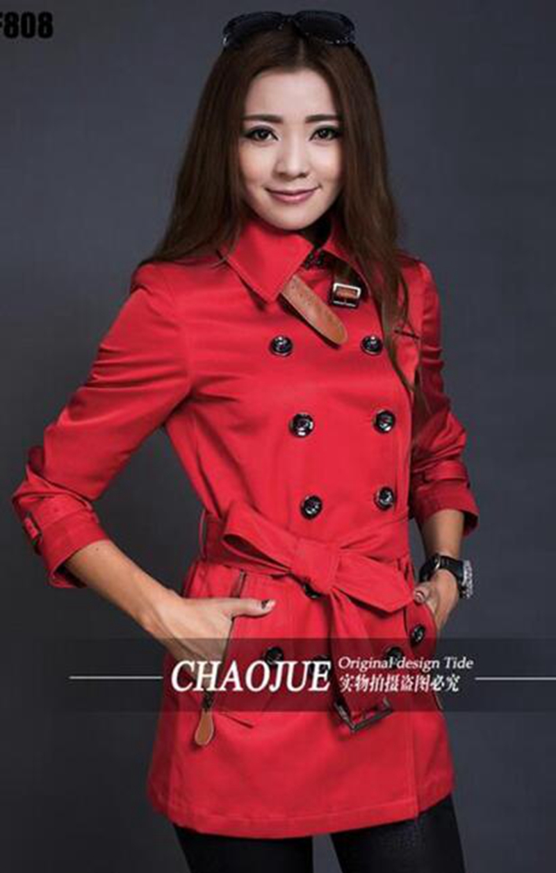 

Woman the spring and autumn period and the han edition fashion in Europe and the elegant long splicing trench coat / S-3XL, Black