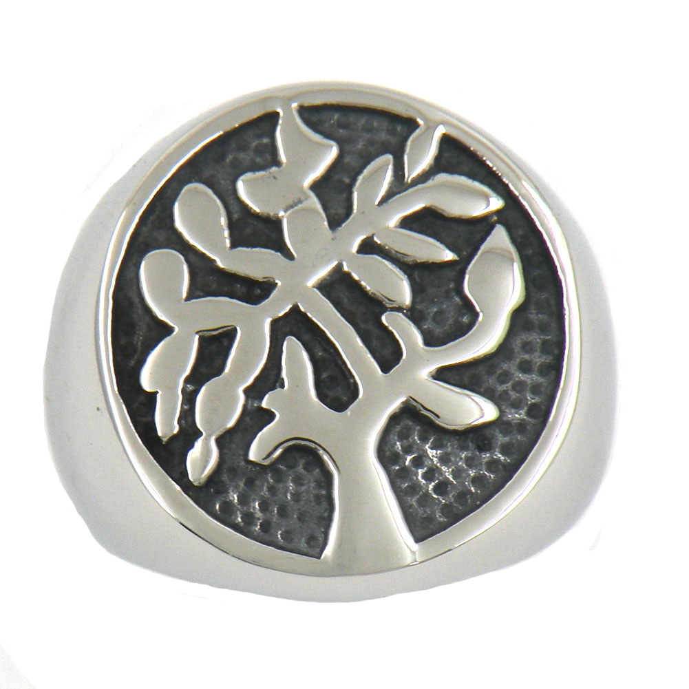 

FANSSTEEL stainless steel vintage mens or wemens jewelry SIGNET CLASSIC tree of life NATURE RING fashion plant RING 12W15