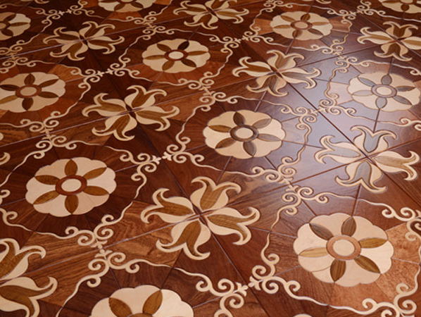 Red Balsamo Wood Flooring Marquetry Sandalwood Parquet floor Tile square design Art Parquetry medallion inlay burma teak engineered furniture cer-image-405852766