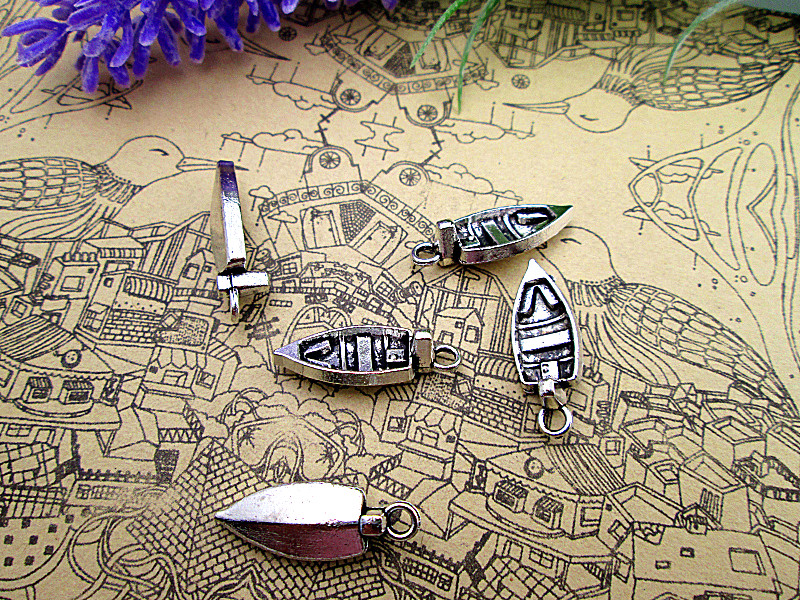 

60pcs Dinghy Charm Dingey Charms Small Boat Charm 8mm x 22mm Tibetan Silver Water Sports Nautical Jewelry Bracelet Necklace