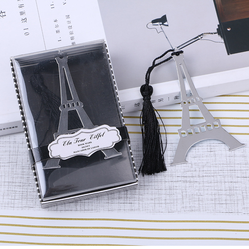 

Metal Bookmarks sliver gift Tassels Stainless Steel Eiffel Tower Bookmarks stationary bookmark Wedding Favors, Silver