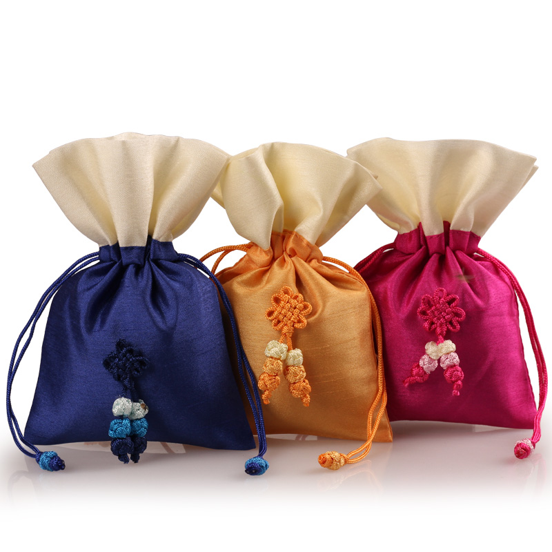 

Chinese knot Small Patchwork Jewelry Gift Pouches Satin Drawstring Lavender Spice Storage Pouch Sachet Wedding Party Candy Favor Bag