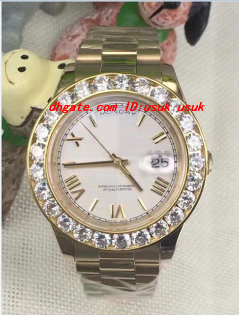 

Luxury Wristwatch 2 II Solid 18 kt Yellow Gold 41MM Bigger Diamond Watch Ceramic Bezel Mechanical Men Watches Top Quality New Arrival