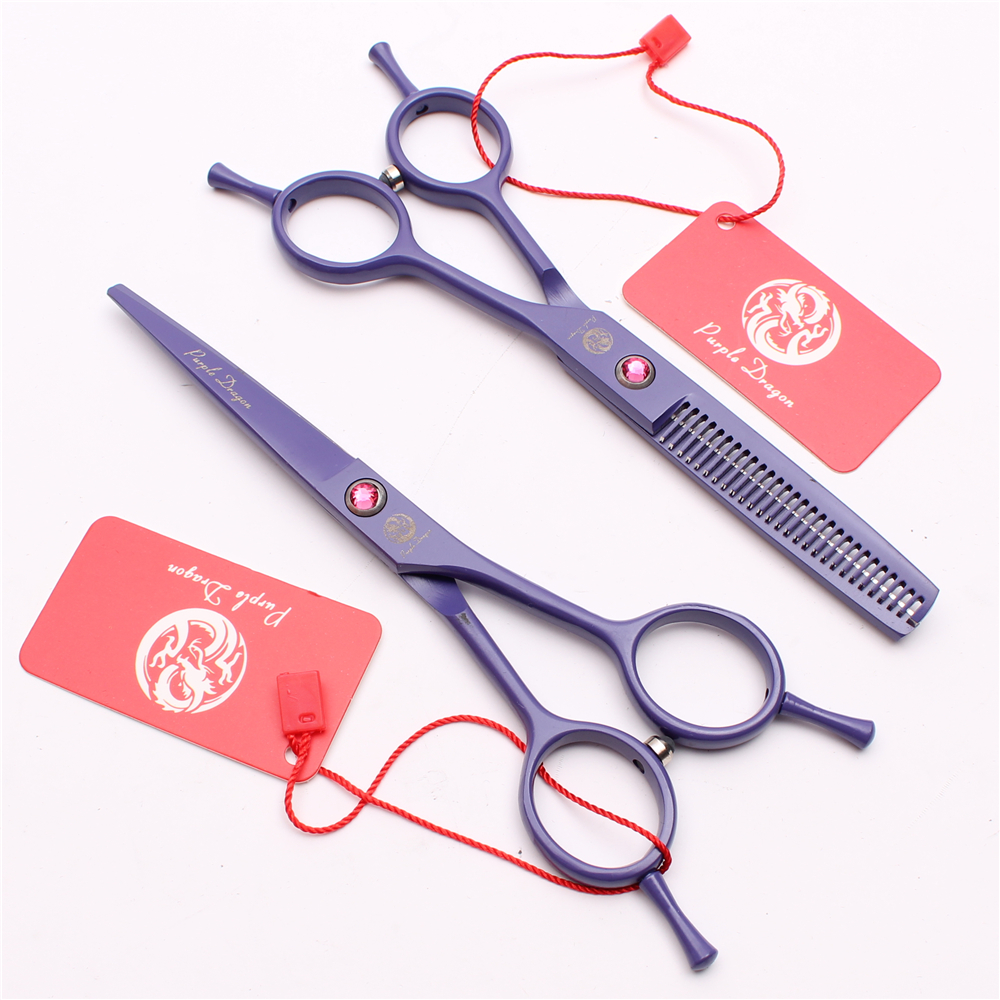 

5.5" 16cm Japan 440C Purple Professional Human Hair Scissors Cutting or Thinning Shears Barber"s Hairdressing Shears Salon Style Tools Z1012