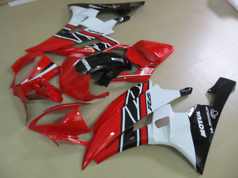 

Injection molding bodywork fairing kit for Yamaha YZF R6 2006 2007 red white black fairings set YZFR6 06 07 OT13, Same as picture