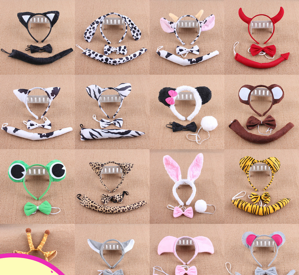 

Party Decoration ears tail bow children day party accessories lovely animal cartoon clothes dress up cosplay show party animal threepiece kit