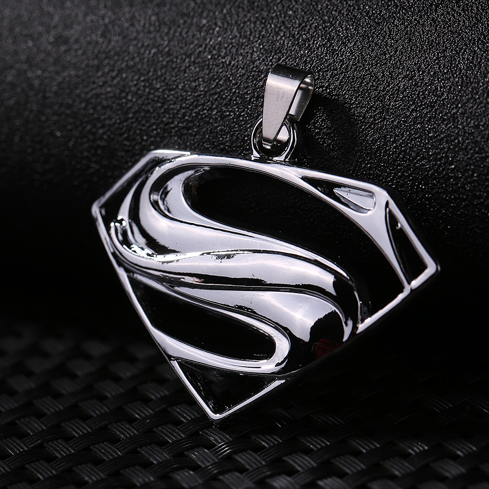 

Wholesale Fashion Unisex's Men Women Superman Sign Sliver Stainless Steel Cross Pendant Necklaces Chain Items Male Jewellery, Silver