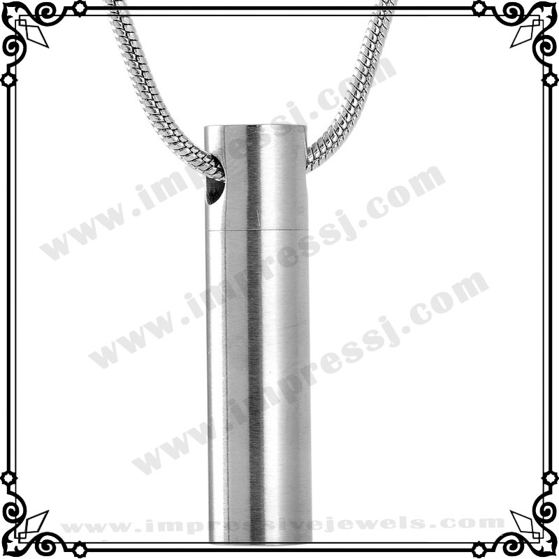 

IJD2023 Blank Cylinder 316L Stainless Steel Cremation Urn Pendant Necklace High Polish Ash Keepsake Jewelry Urn Holder