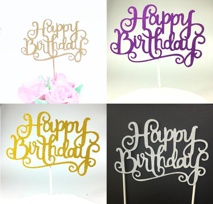 Drapeau de gâteau créatif, décoration de fête, drapeaux de joyeux anniversaire, bâton unique pour fête de famille, fournitures de décoration de p