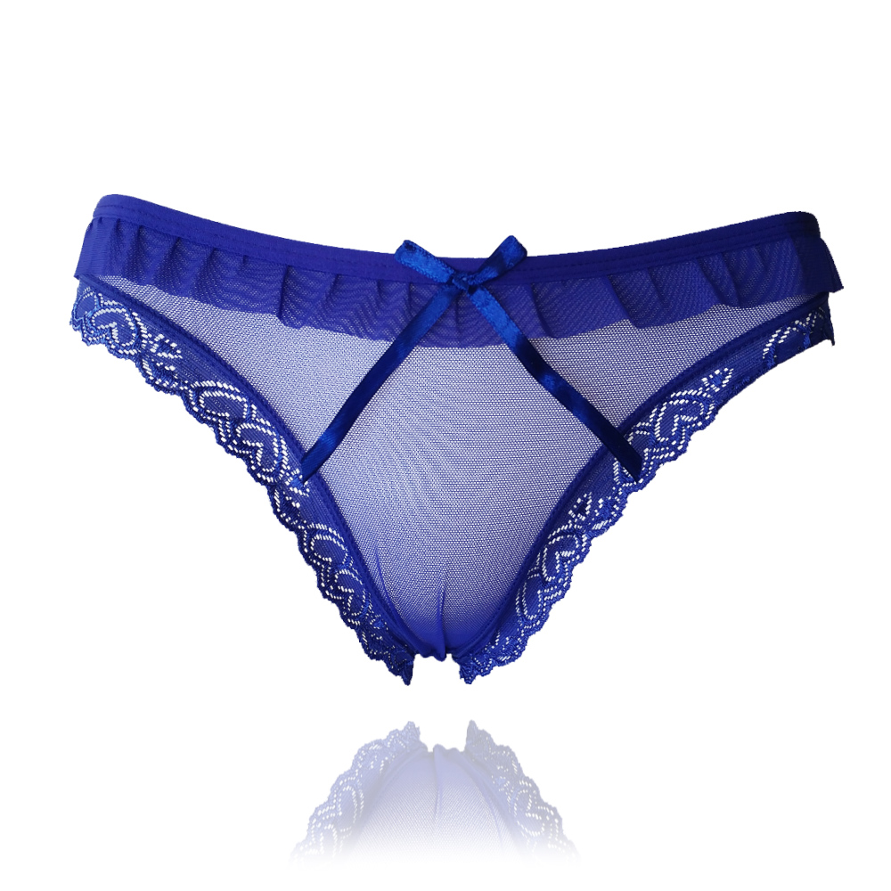 

2017 New Briefs For Women Sexy Mesh T Panties Ruffles Breathable Panty Transparent Knickers Girls Underpants1504, White