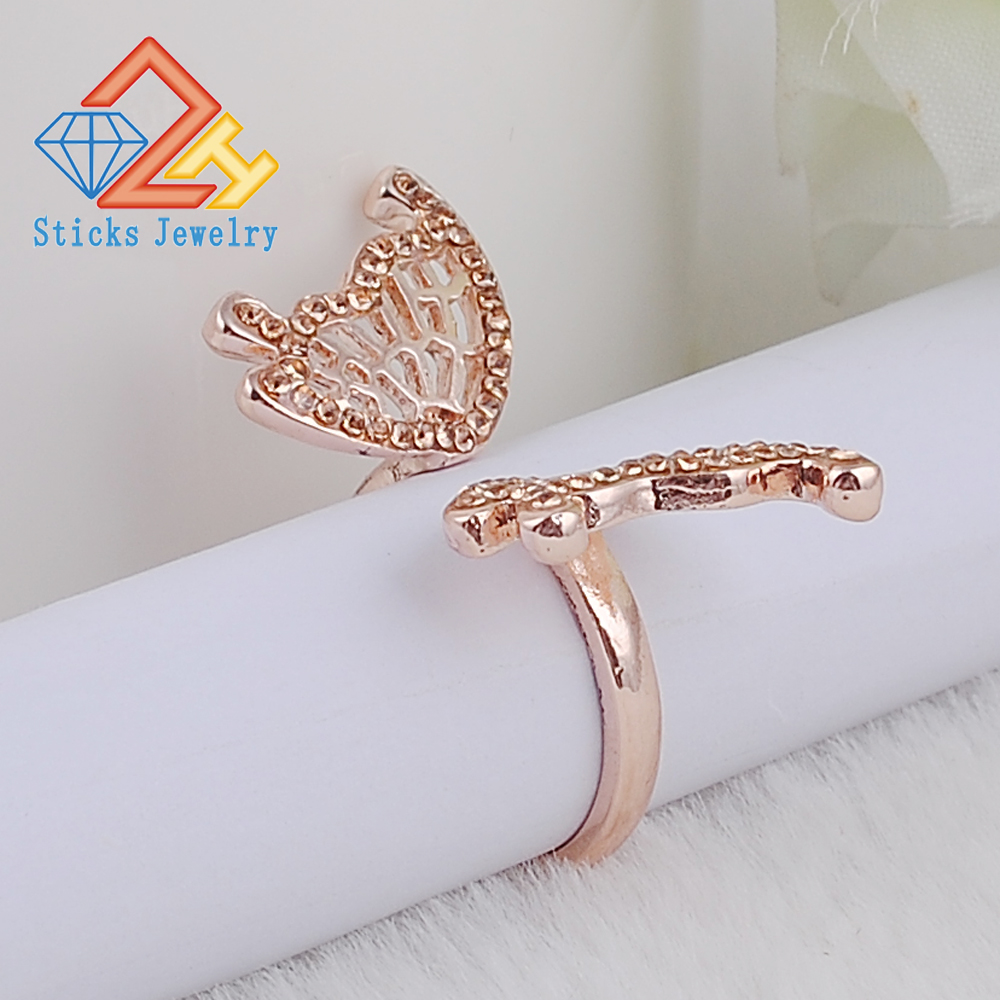 

Lovely Ladies Butterfly Ring Rose Gold Color Open Rings For Women With Top Quality Cubic Zirconia Stone Jewelry Gifts
