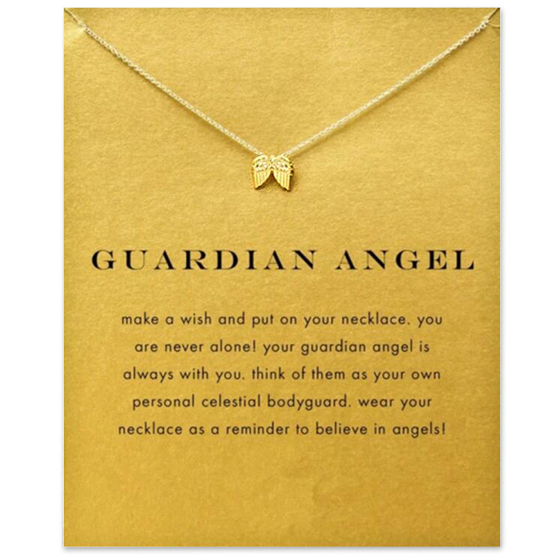 

Choker Necklaces with Card Gold Silver Pendant Necklace For Fashion Women Jewelry GUARDIAN ANGEL