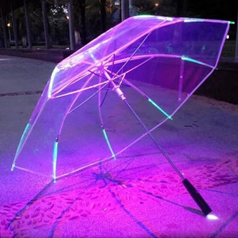 

7 Colors Changing Color LED Luminous Transparent Umbrella Rain Kids Women with Flashlight For Friends Best Gift ZA3485