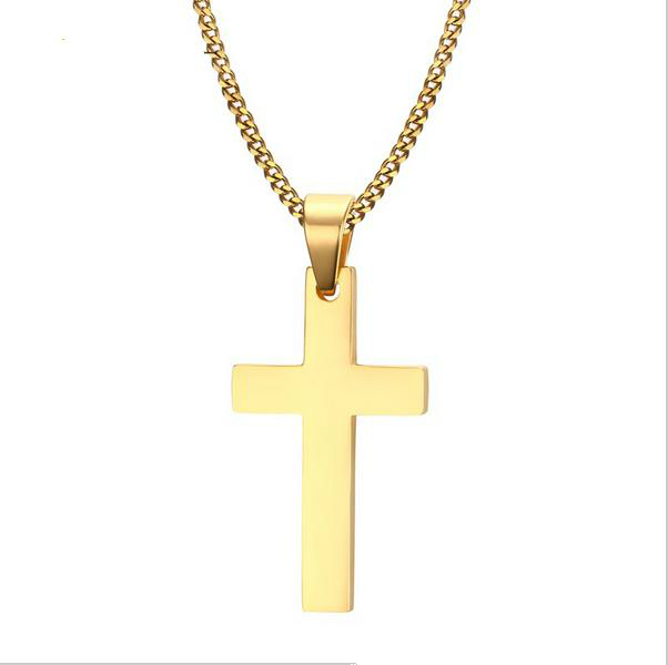 

Cross Necklaces&Pendants For Men Stainless Steel Gold Plated Male Pendant Necklaces Prayer Jewelry