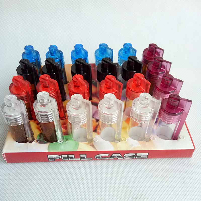 

51mm/36mm Acrylic Plastic Bottle Snuff Snorter Dispenser Bullet Rocket Snorter Glass Vial pill case container box with spoon multiple colors