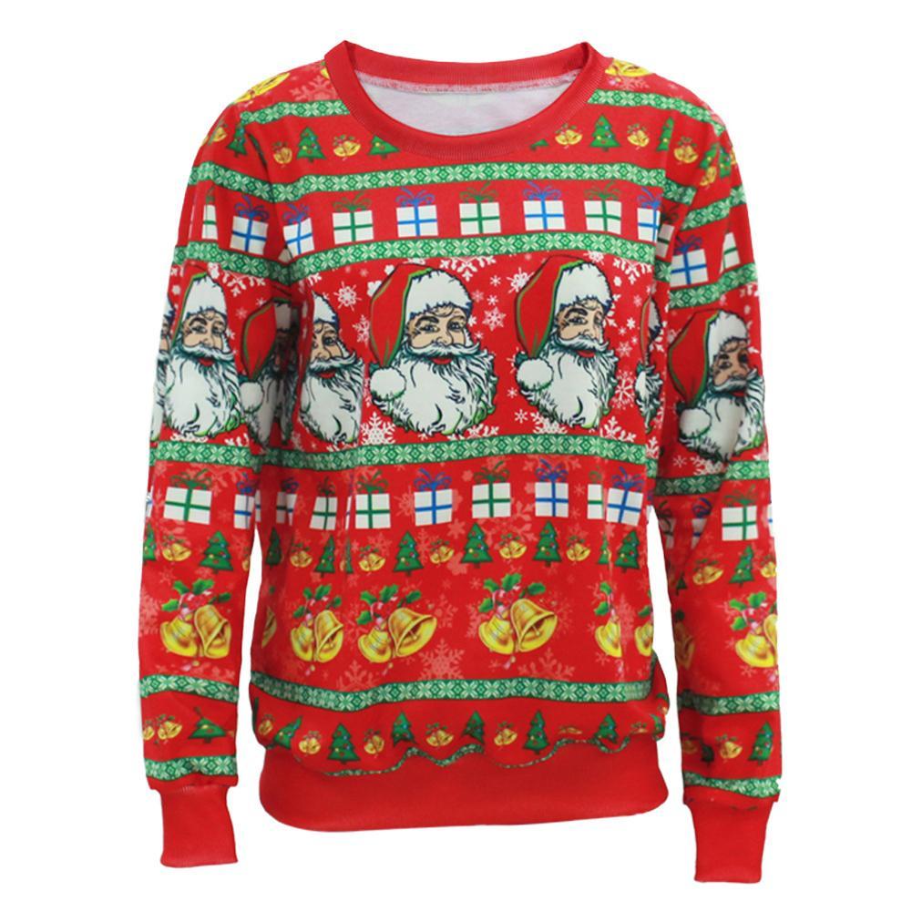 Gros-Père Noël Noël Arbre Renne Pull À Motifs Nouvelle Arrivée Laid Chandails De Noël Pour Hommes Femmes Moyen Long Pulls A2